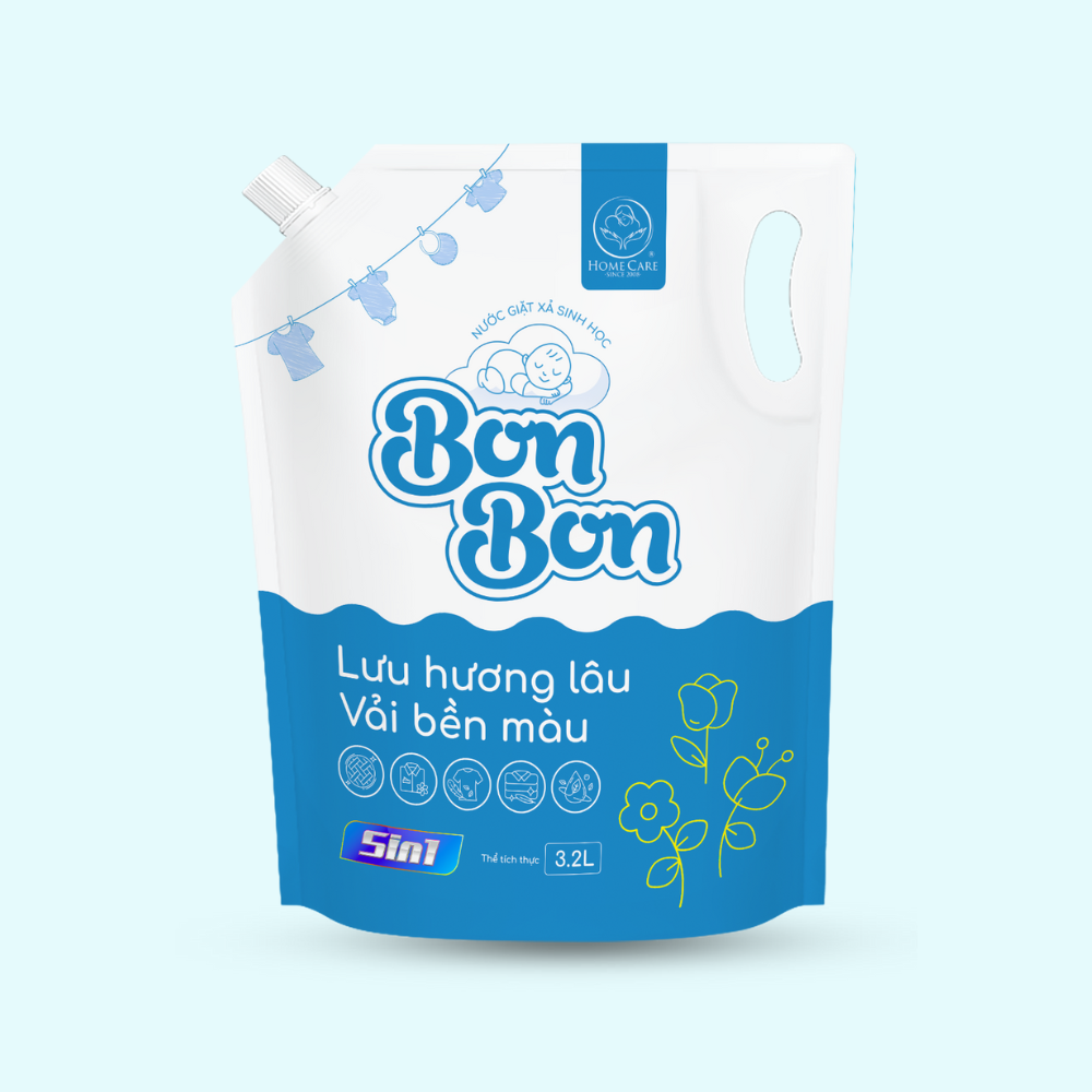 Nước giặt Bon Bon: Sạch sâu, thơm lâu, quần áo bền màu như mới Nước giặt Bon Bon: Sạch sâu, thơm lâu, quần áo bền màu như mới