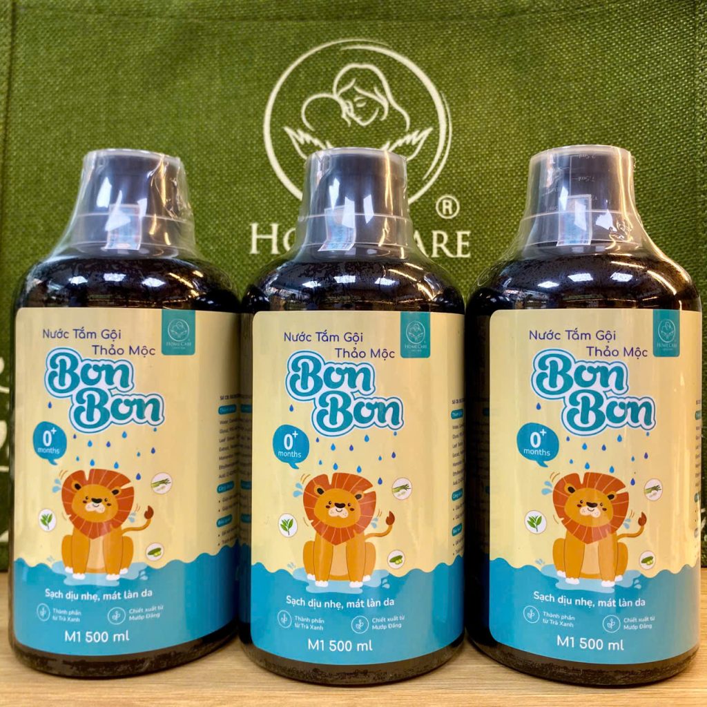 [Mua 1 Tặng 1] Nước Tắm Gội Thảo Dược Cho Bé Bon Bon – Dịu Nhẹ, Giảm Rôm Sảy, Mát Da Bé