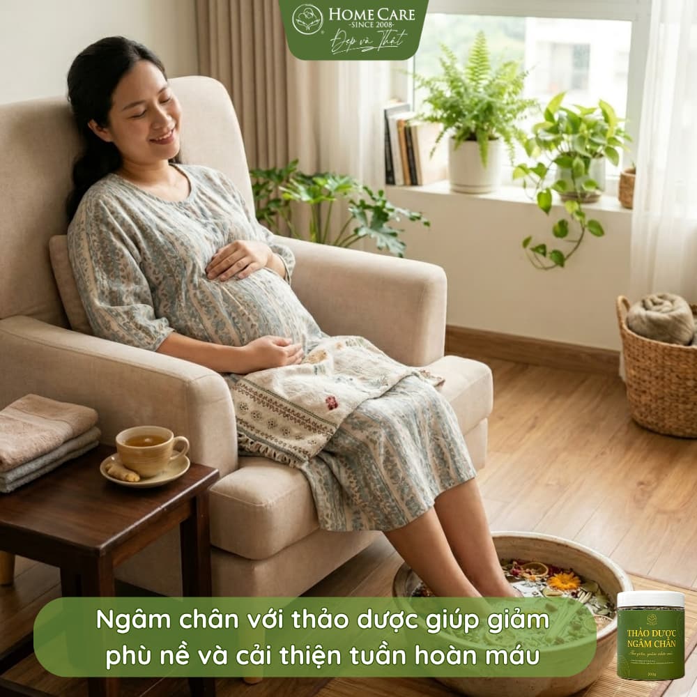 Ngâm chân với thảo dược giúp giảm phù nề và cải thiện tuần hoàn máu