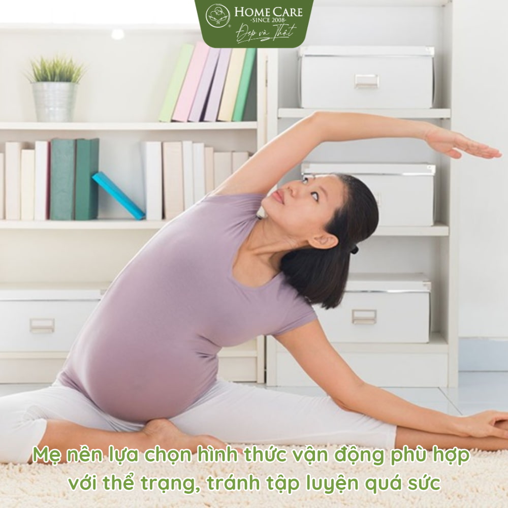 Mẹ nên lựa chọn hình thức vận động phù hợp với thể trạng, tránh tập luyện quá sức