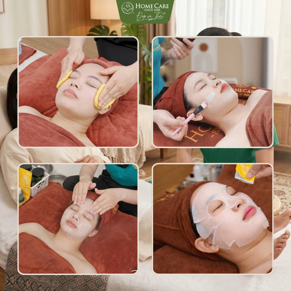 Mẹ được chăm sóc da mặt bằng các sản phẩm dịu nhẹ, thân thiện với làn da