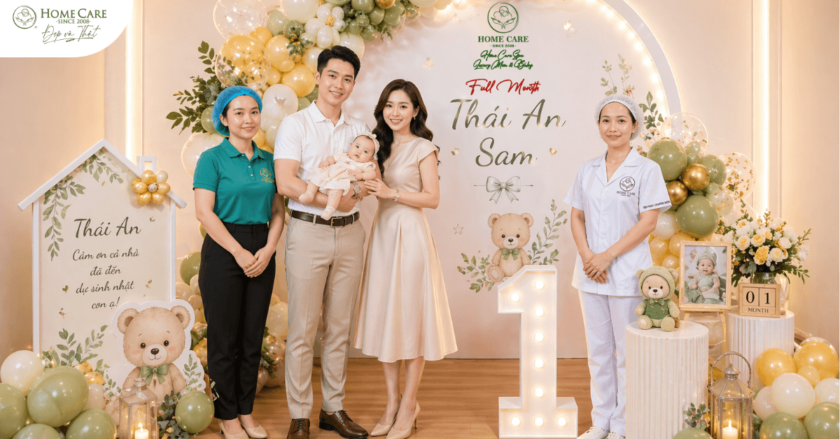 Lễ đầy tháng ấm áp của bé yêu chính là dấu mốc rạng rỡ khép lại kỳ nghỉ dưỡng tuyệt vời tại Home Care Luxury