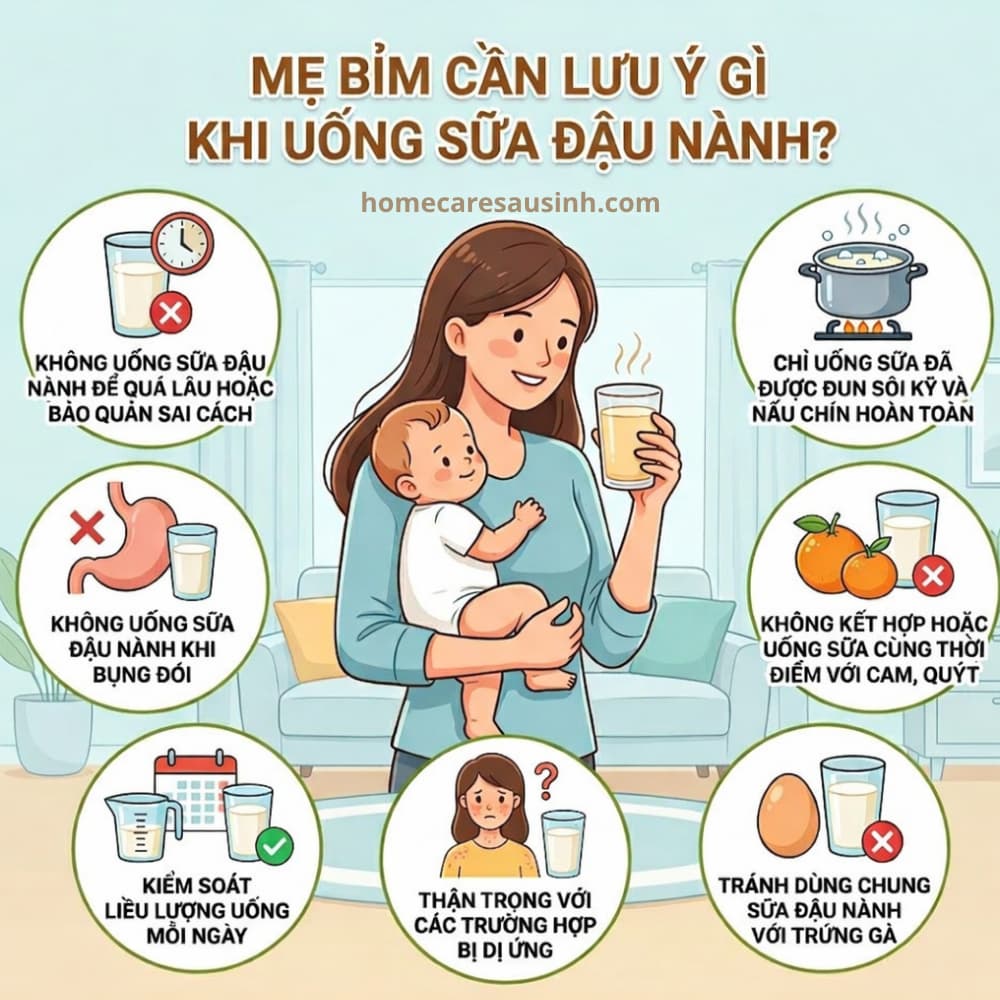 Mẹ bỉm cần lưu ý gì khi uống sữa đậu nành? 