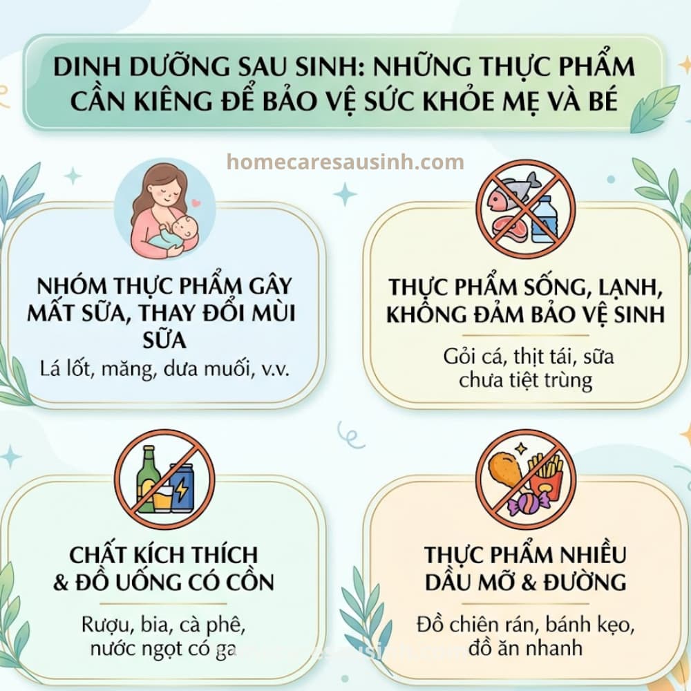 Mẹ sau sinh kiêng ăn gì để đảm bảo an toàn cho sức khỏe?