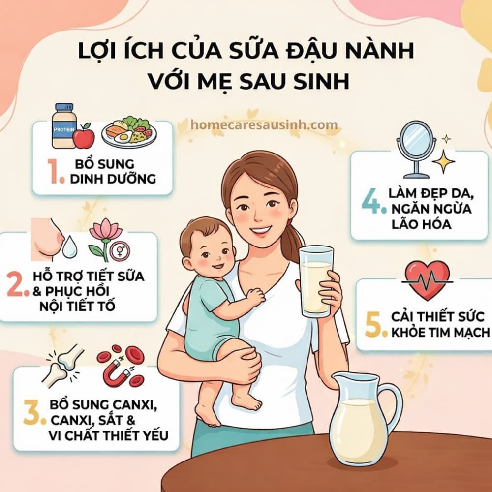 Uống sữa đậu nành mang lại những lợi ích gì cho mẹ sau sinh?