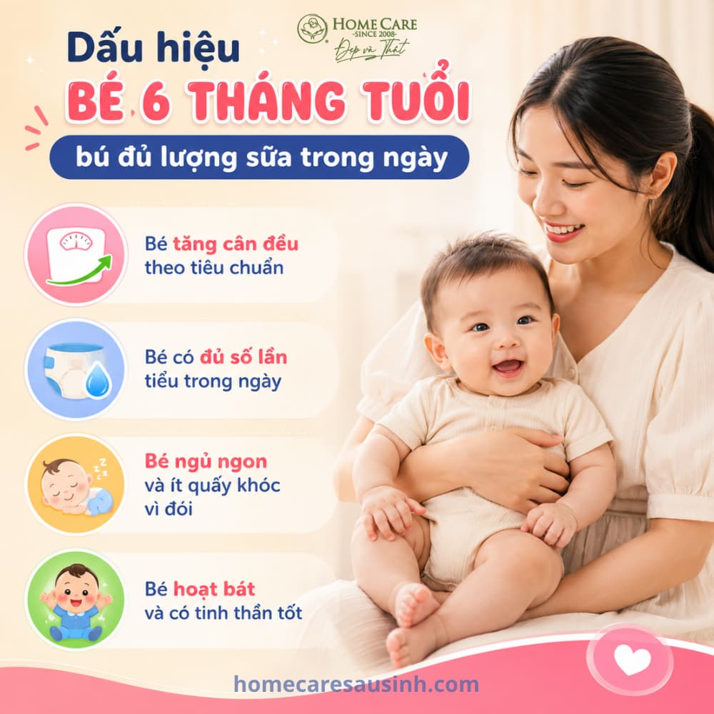 Dấu hiệu bé 6 tháng tuổi bú đủ lượng sữa trong ngày