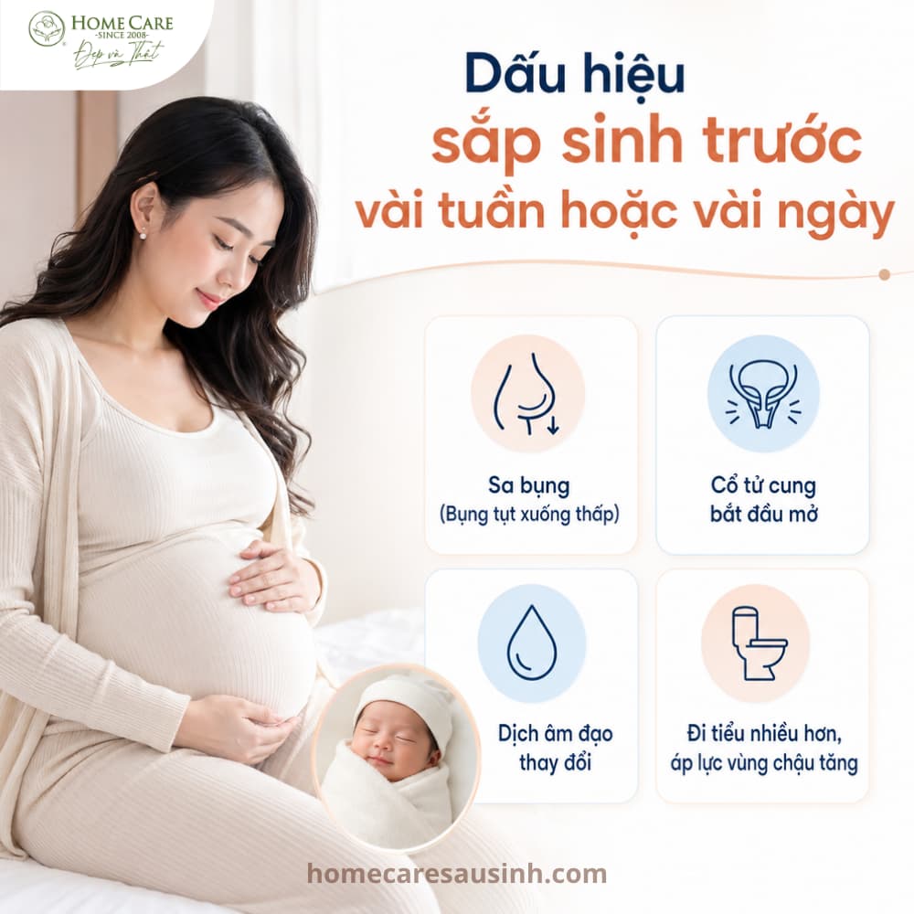 Nhóm dấu hiệu sắp sinh trước vài tuần hoặc vài ngày