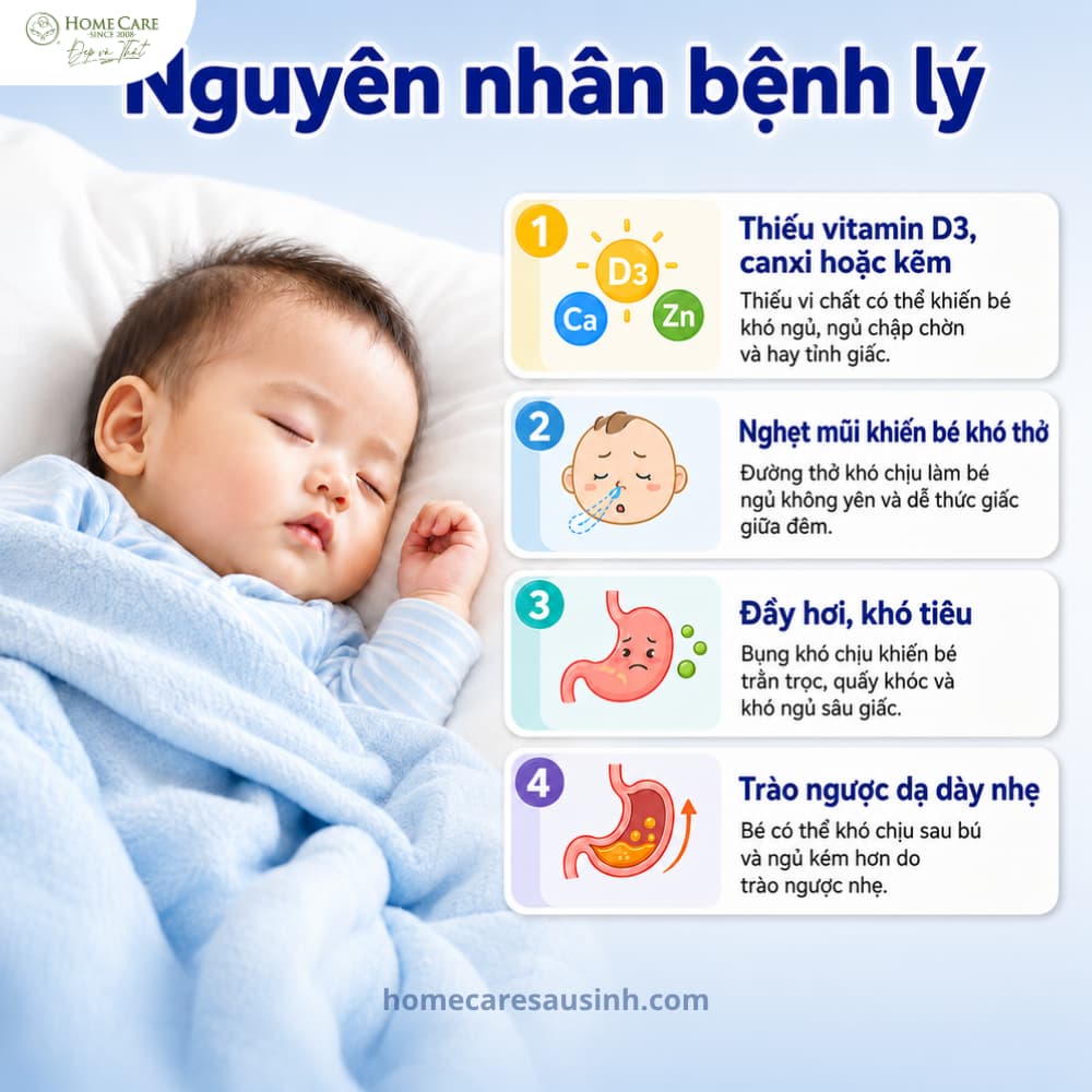 Nguyên nhân bệnh lý khiến trẻ sơ sinh ngủ không sâu giấc 