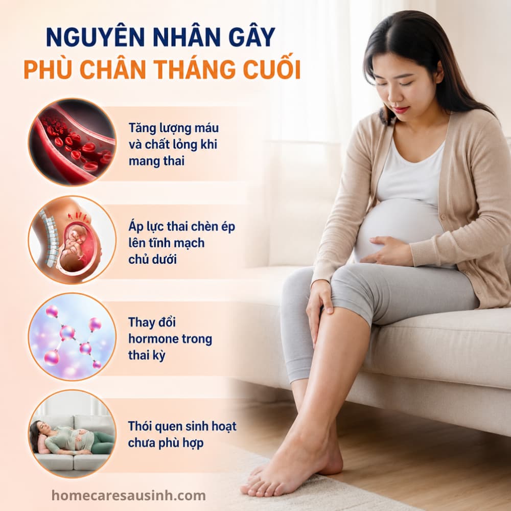 Nguyên nhân gây tình trạng phù chân tháng cuối (giai đoạn tam cá nguyệt thứ 3)