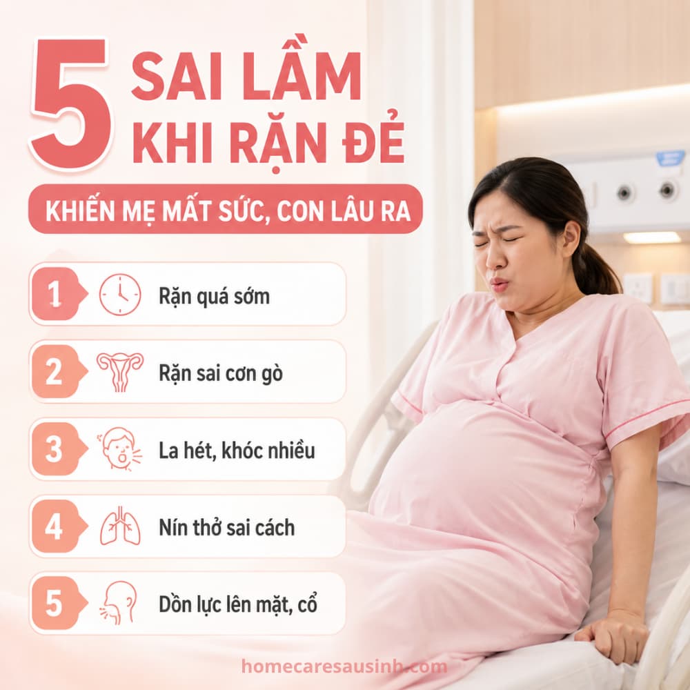 Điểm danh 5 sai lầm khi rặn đẻ khiến mẹ mất sức, con lâu ra
