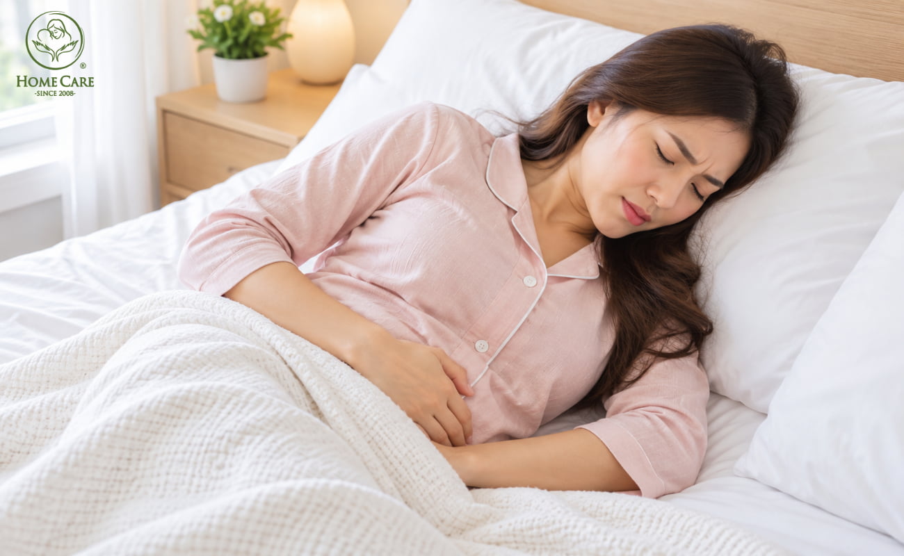 Hệ tiêu hóa còn yếu, mẹ dễ đầy hơi khó tiêu 