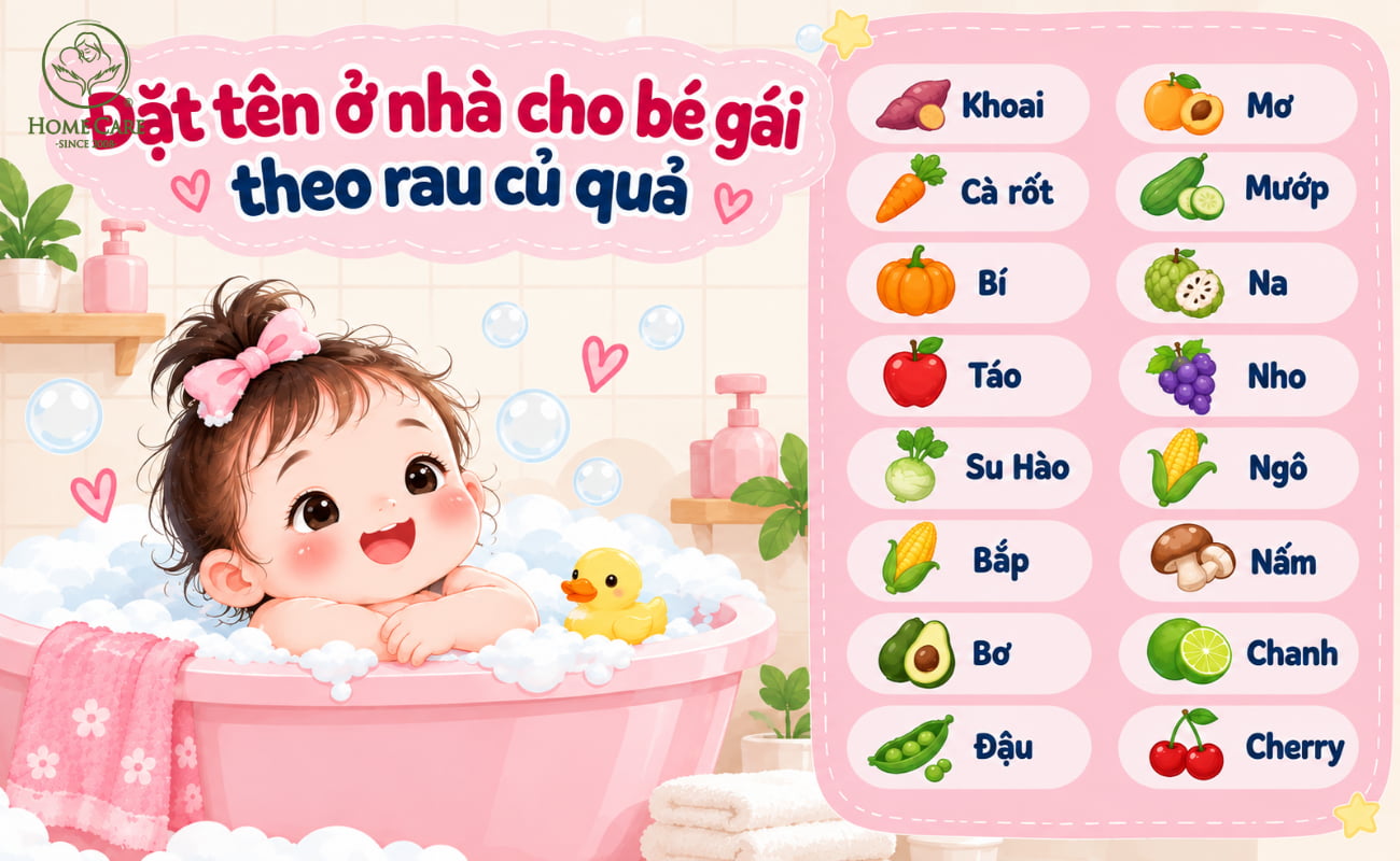 Tên ở nhà cho bé gái theo các loại trái cây, rau củ cute