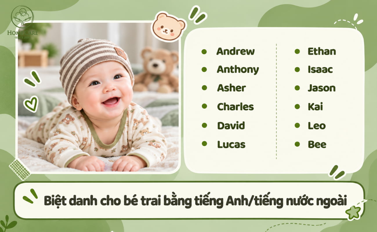 Biệt danh cho bé trai bằng tiếng Anh/tiếng nước ngoài ngắn gọn, hiện đại