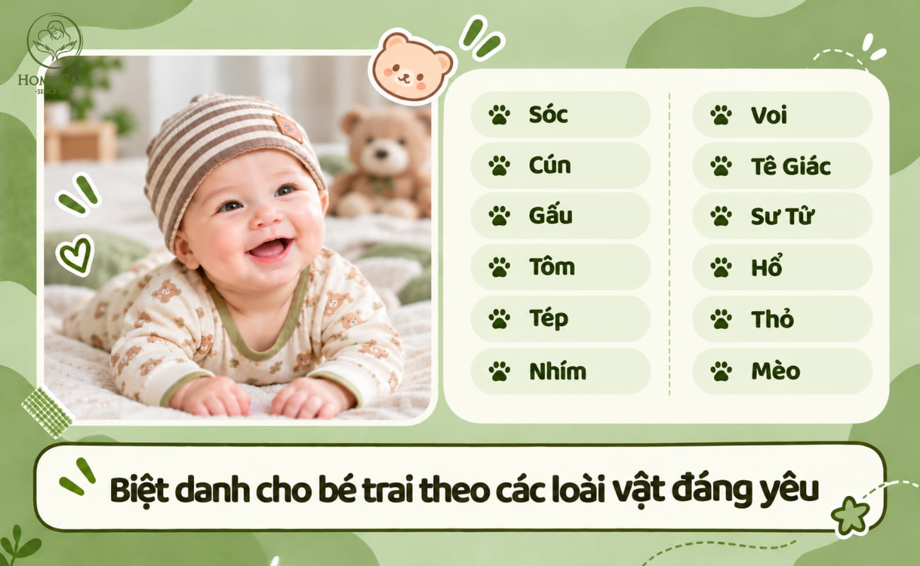 Biệt danh cho bé trai theo các loài vật đáng yêu