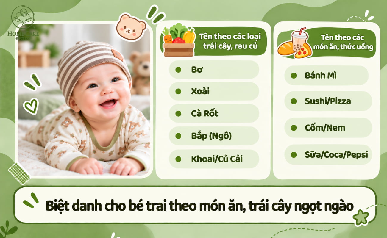 Biệt danh cho bé trai theo món ăn, trái cây ngọt ngào