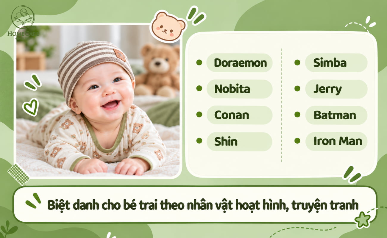 Biệt danh cho bé trai theo nhân vật hoạt hình, truyện tranh