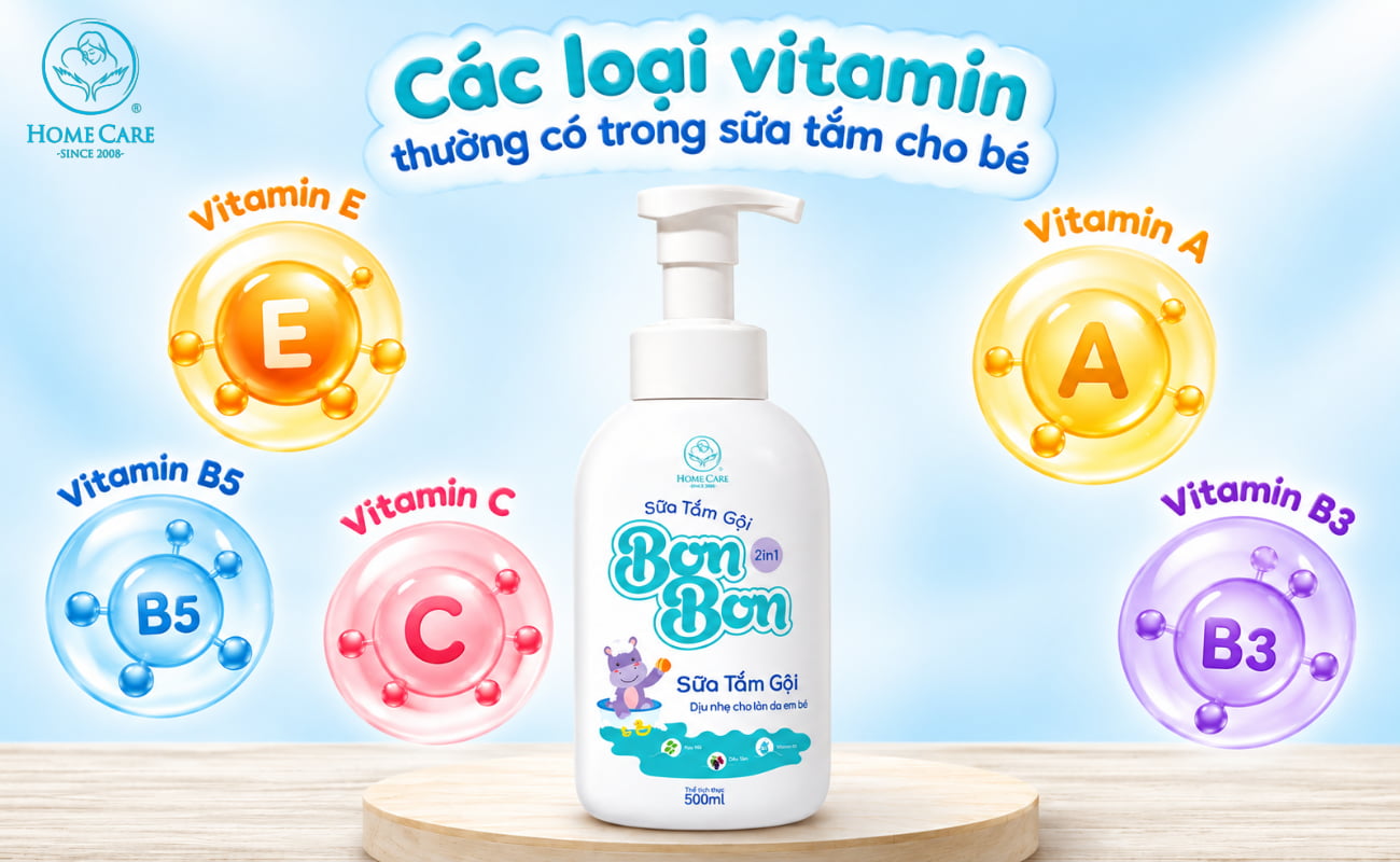 Các loại vitamin thường có trong sữa tắm cho bé và công dụng kỳ diệu