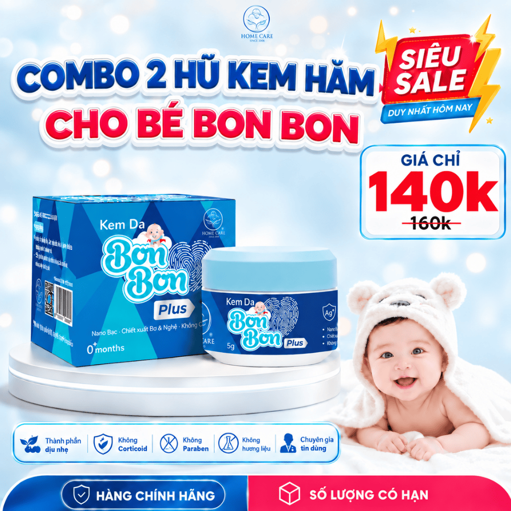 Kem Bôi Hăm Cho Bé Bon Bon Chính Hãng Home Care - Xử Lý Hăm Tã, Hăm Cổ, Bẹn, Vùng Kín