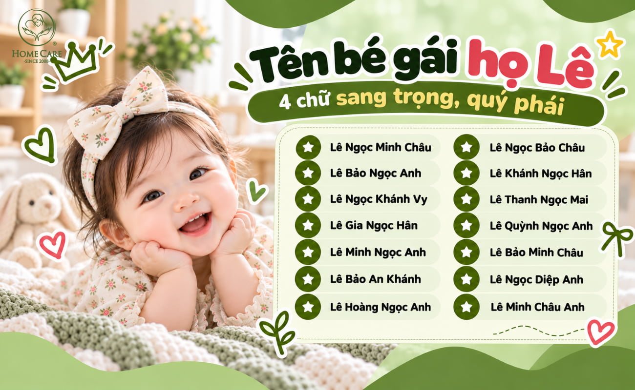 Tên bé gái họ Lê 4 chữ sang trọng, quý phái