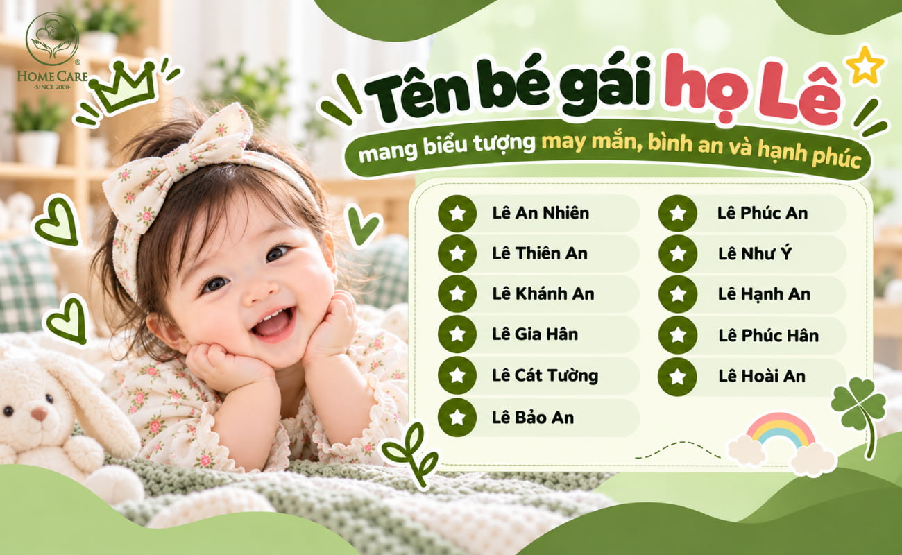 Tên bé gái họ Lê mang biểu tượng may mắn, bình an và hạnh phúc
