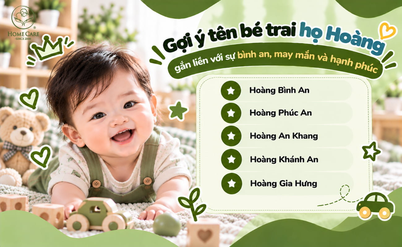 Tên bé trai họ Hoàng gắn liền với sự bình an, may mắn và hạnh phúc