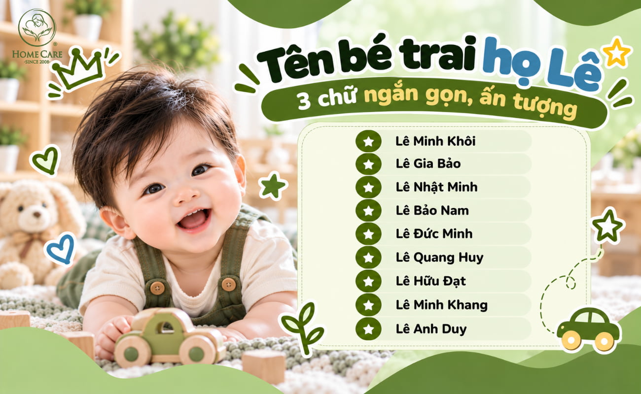 Tên bé trai họ Lê 3 chữ ngắn gọn, ấn tượng