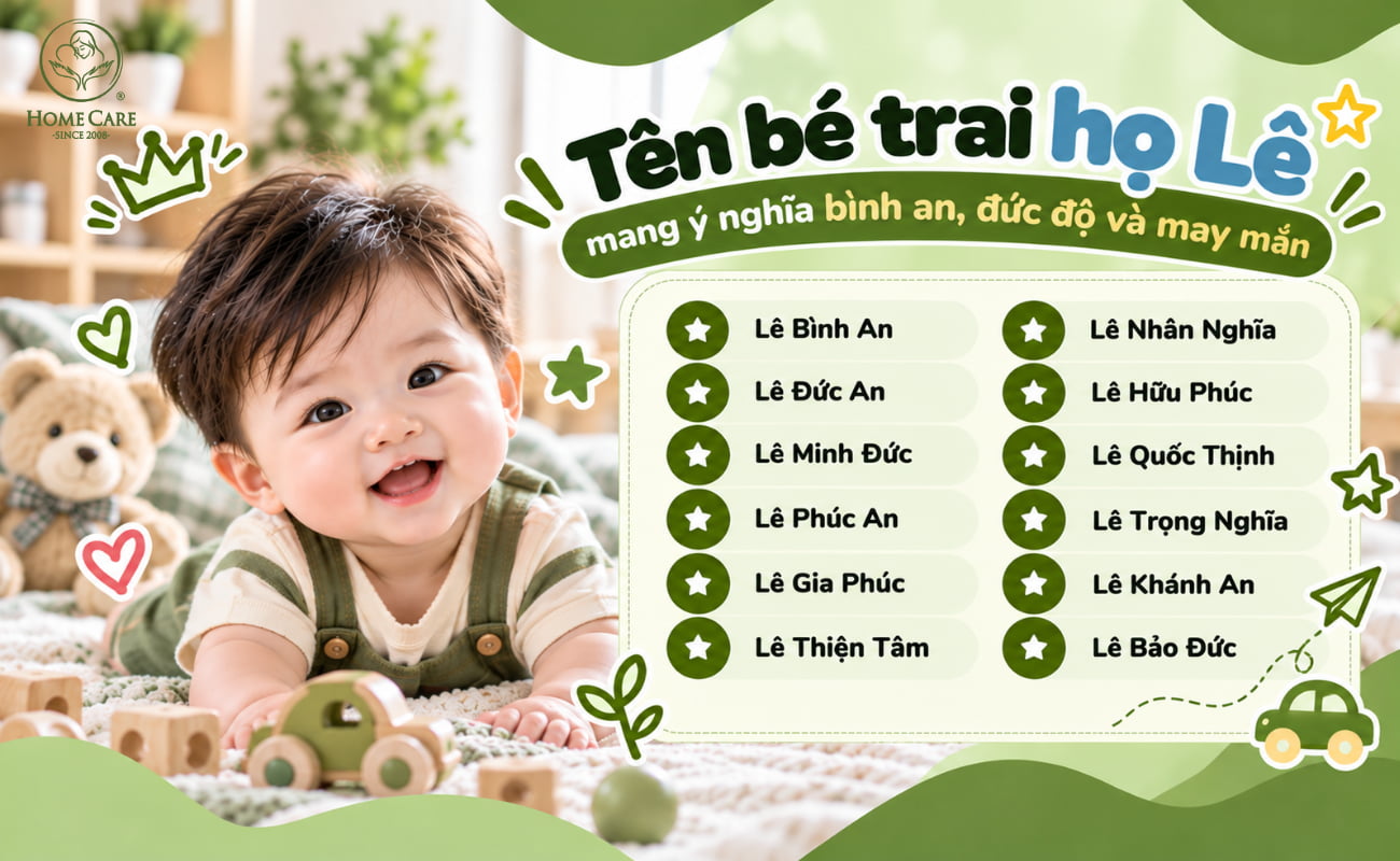 Tên bé trai họ Lê mang ý nghĩa bình an, đức độ và may mắn