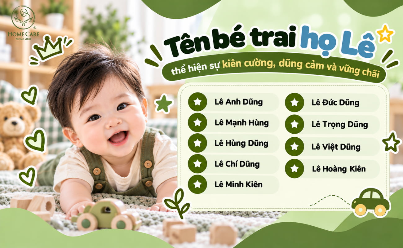 Tên bé trai họ Lê thể hiện sự kiên cường, dũng cảm và vững chãi
