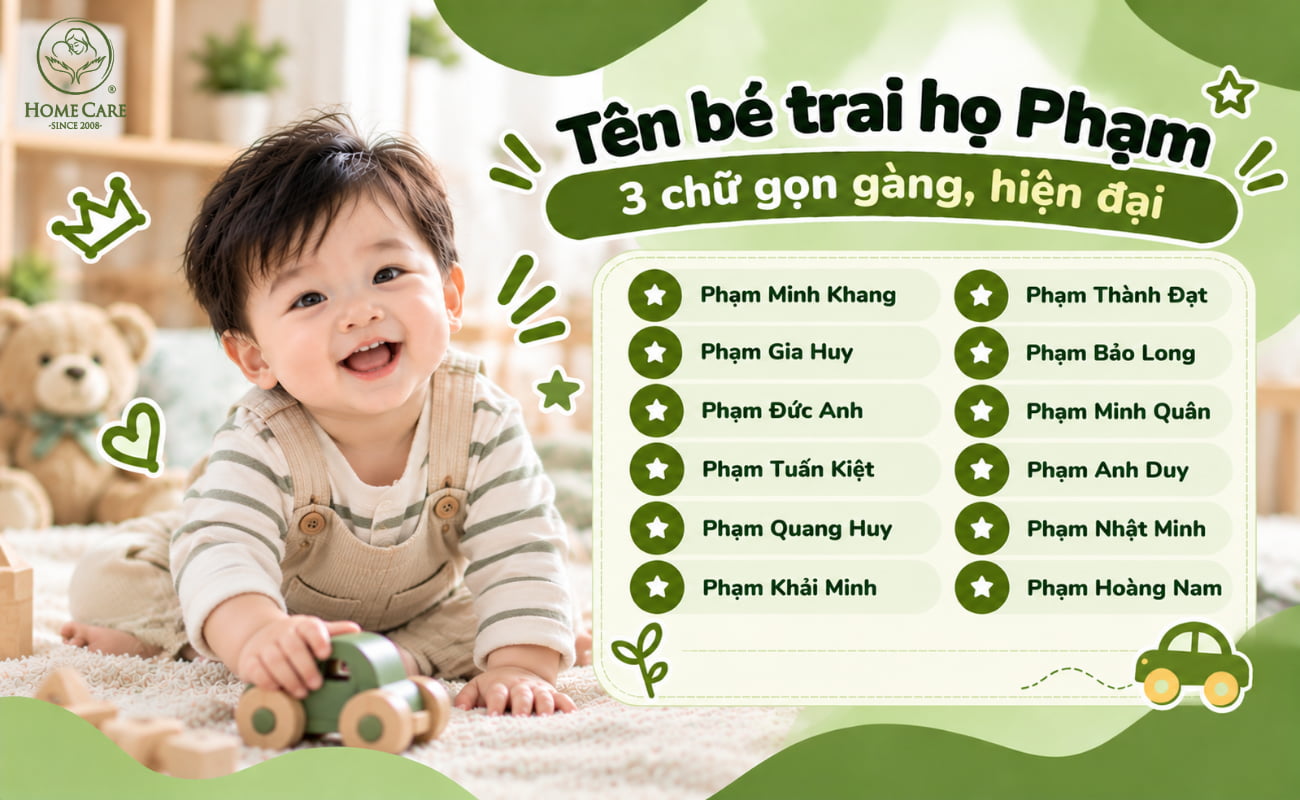 Tên bé trai họ Phạm 3 chữ gọn gàng, hiện đại