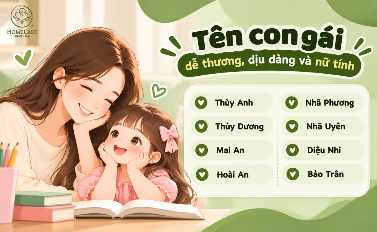 Tên con gái dễ thương, dịu dàng và nữ tính